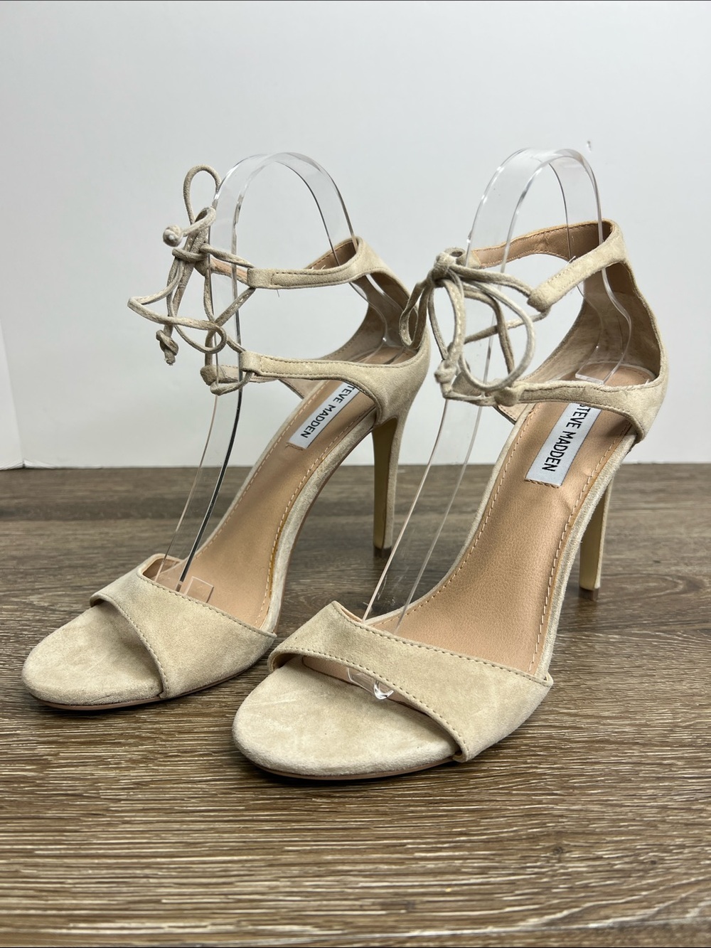 Steve Madden Semona Lace-Up Heels | Nude Suede Strappy Sandals | Size 8.5